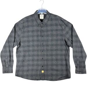Customized Version Dubinik Men's 2XL Plaid Flannel Button Down Shirt Grey Cotton